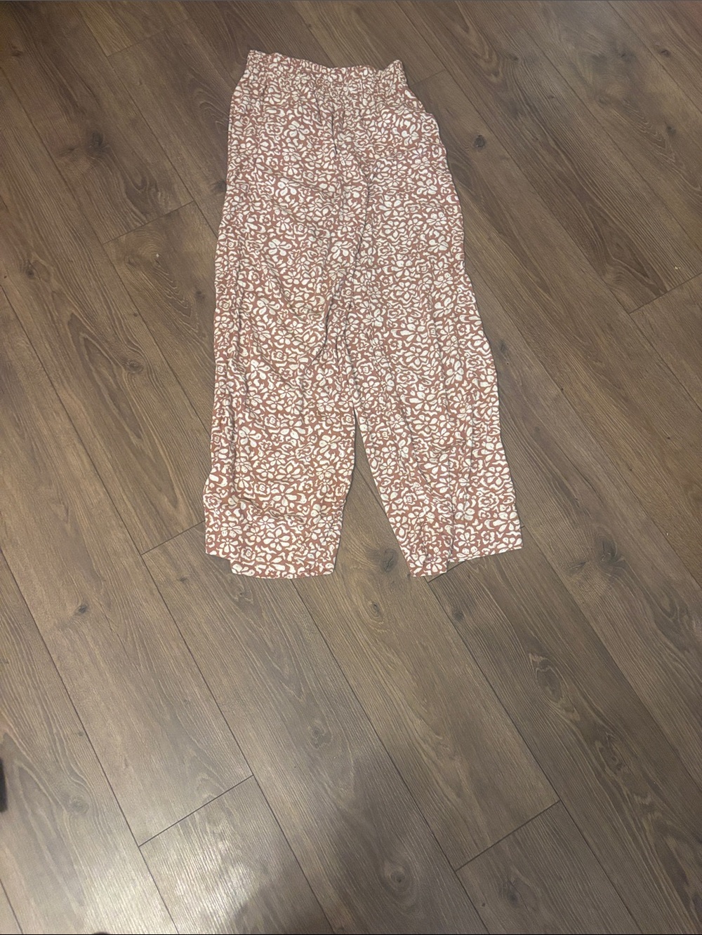 Roxy Dusty Rose & White Wide-Leg Printed Pants